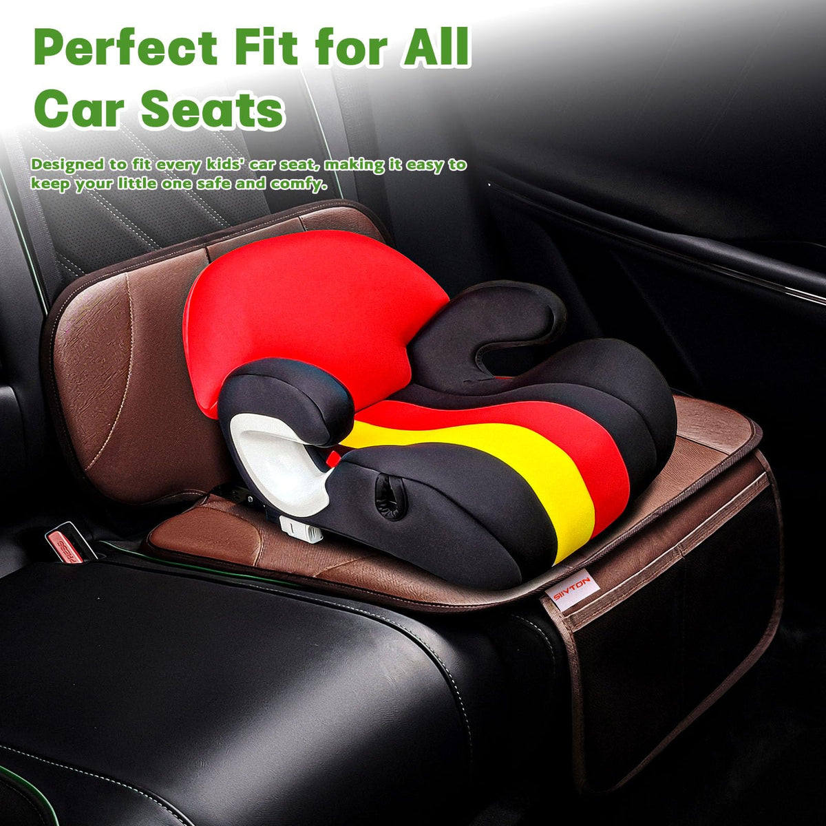 Black Car Seat Protector with 2 Storage Pockets Y604