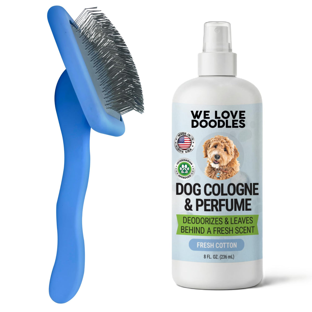 Dog Cologne & Perfume and Large Slicker Brush Bundle D393184