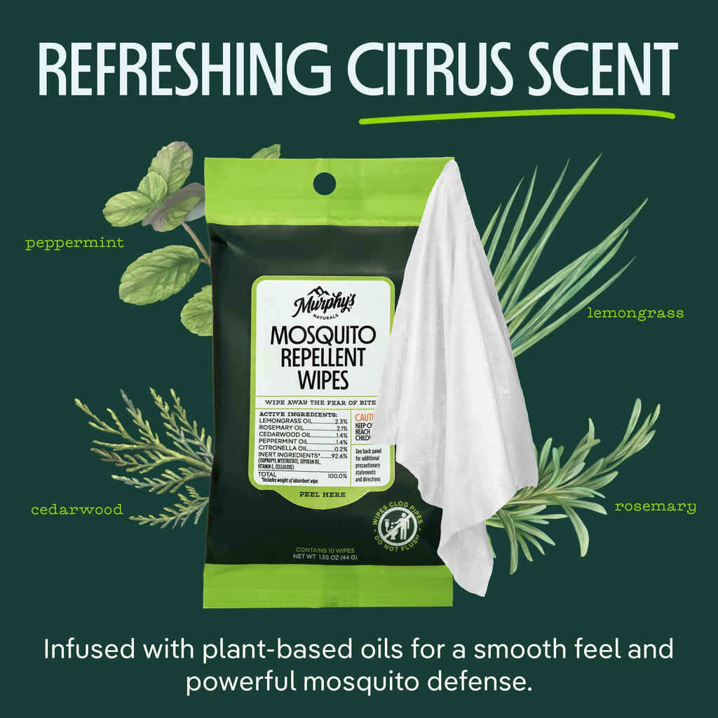Plant-Based Mosquito Repellent Wipes 10 Count Pack of 3 A922336