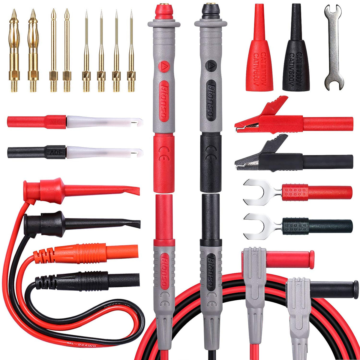 25-Piece Multimeter Leads Kit with Probes, Alligator Clips, Test Hooks and Back Probe Pins M762206