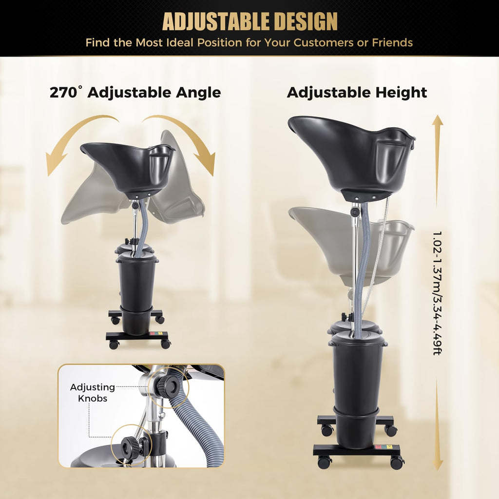Portable Shampoo Basin with 2 Water Buckets, Black O7788