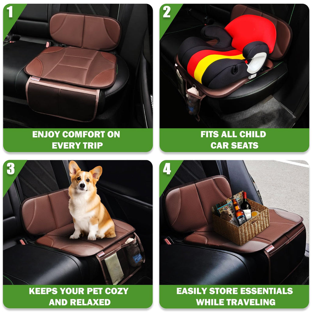 Black Car Seat Protector with 2 Storage Pockets Y604