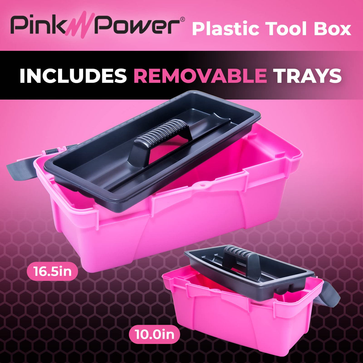 Pink Plastic Tool Box with Handle 2 Pack H9697
