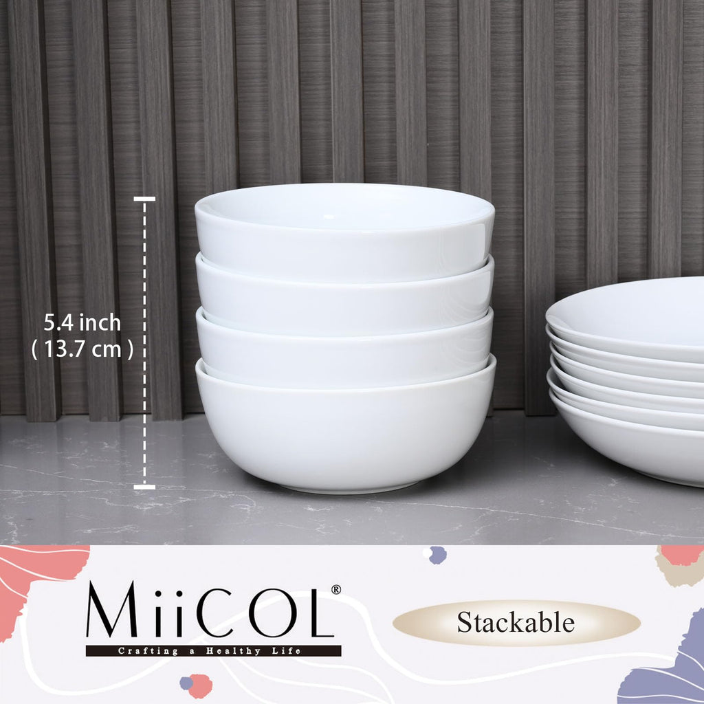 White Ceramic Soup Bowls Set of 4 K743