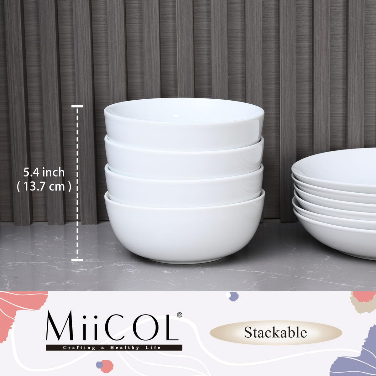 White Ceramic Soup Bowls Set of 4 K743