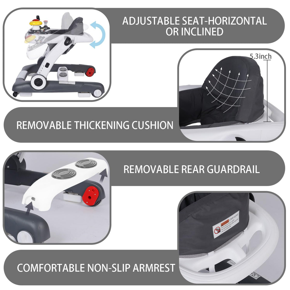 5 in 1 Baby Activity Walker with Wheel, Music & Lights Q40816