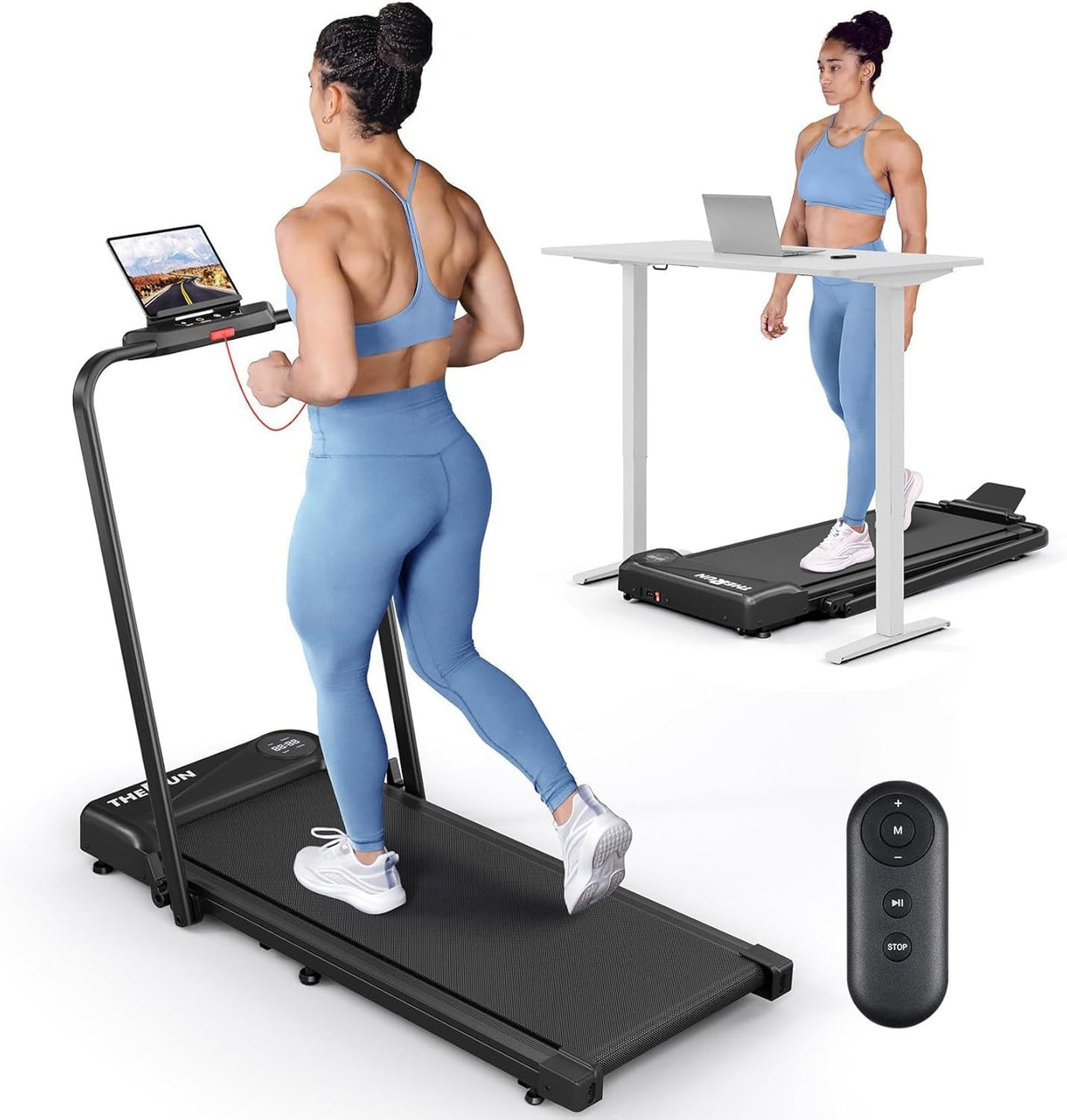 Walking Pad with Handle Bar, 2 in 1 Under Desk Treadmill T1722