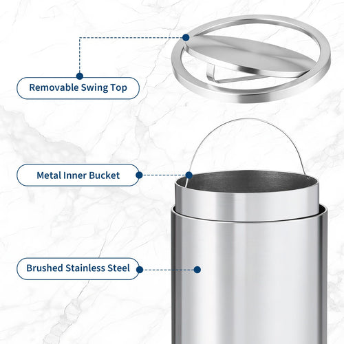 13.2 gal Stainless Steel Swing Top Trash Can V61712