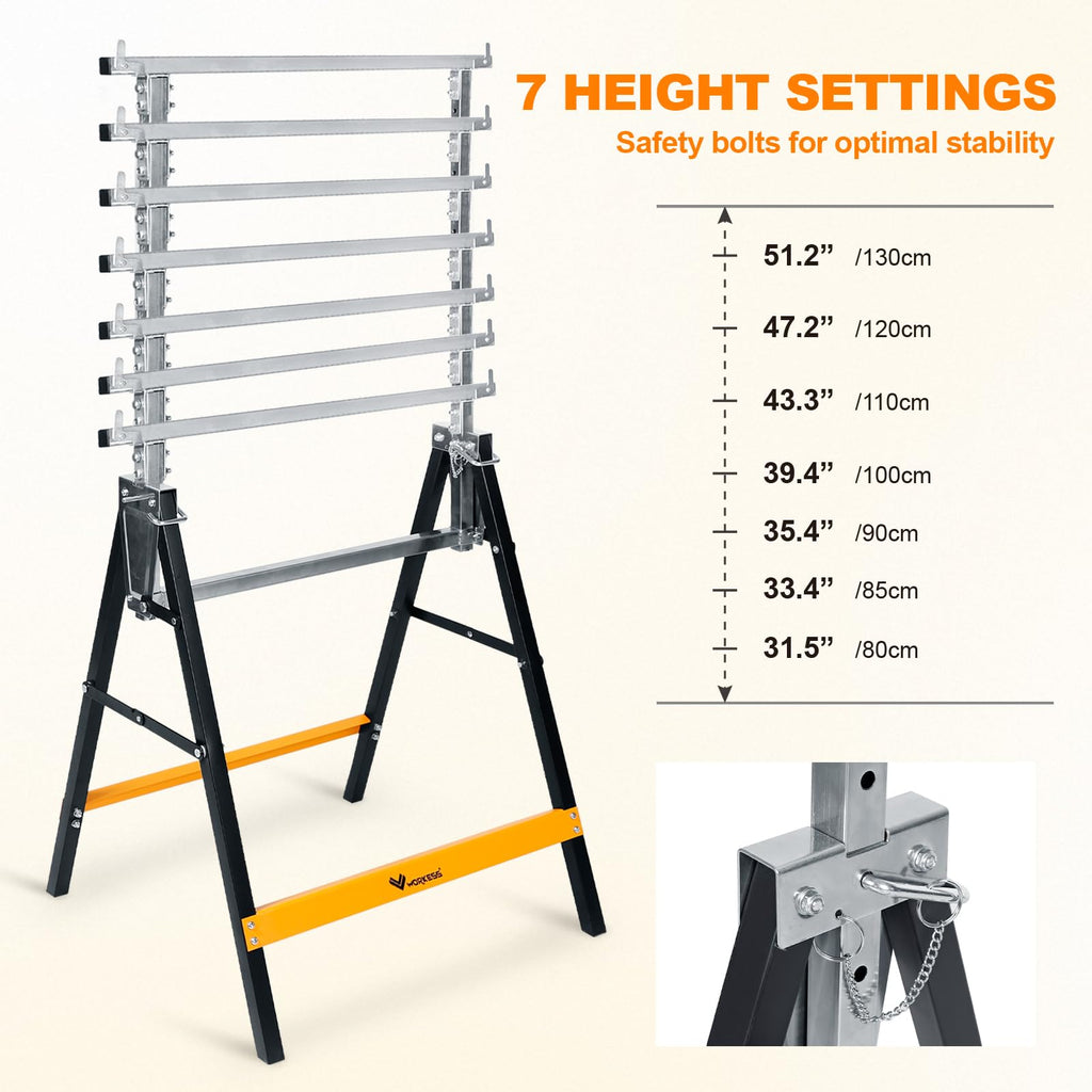 Metal Saw Horses 2 Pack Folding Heavy Duty 880 lbs Adjustable L767