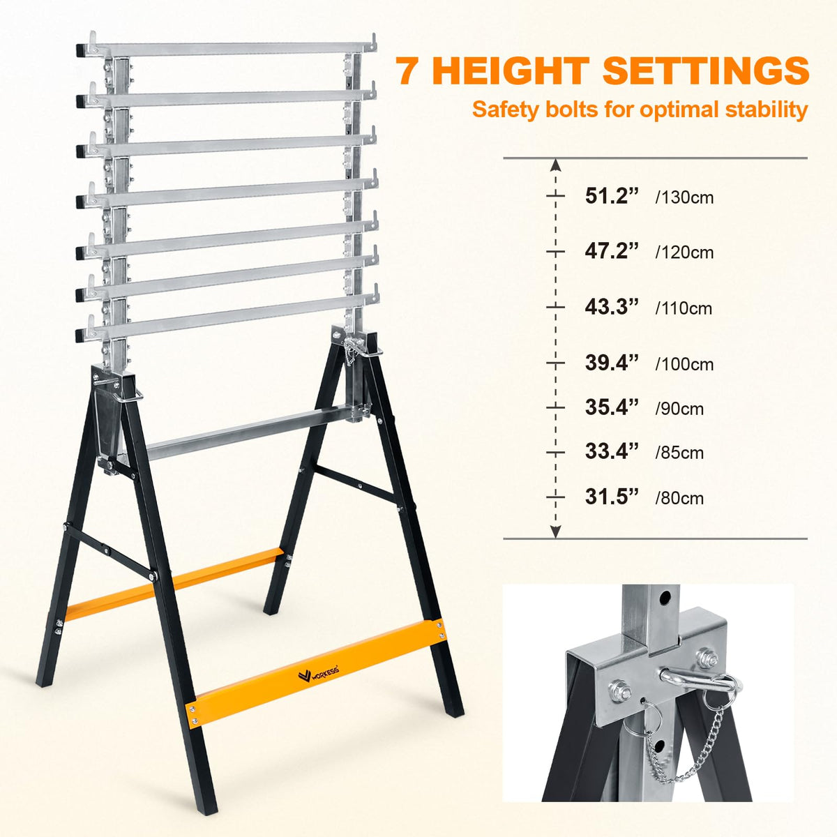 Metal Saw Horses 2 Pack Folding Heavy Duty 880 lbs Adjustable L767