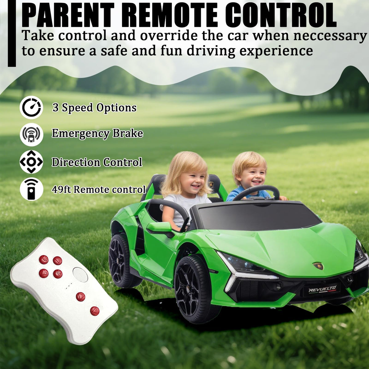 Green 24V 8Ah 2 Seater Ride On Car with Remote Control J441377