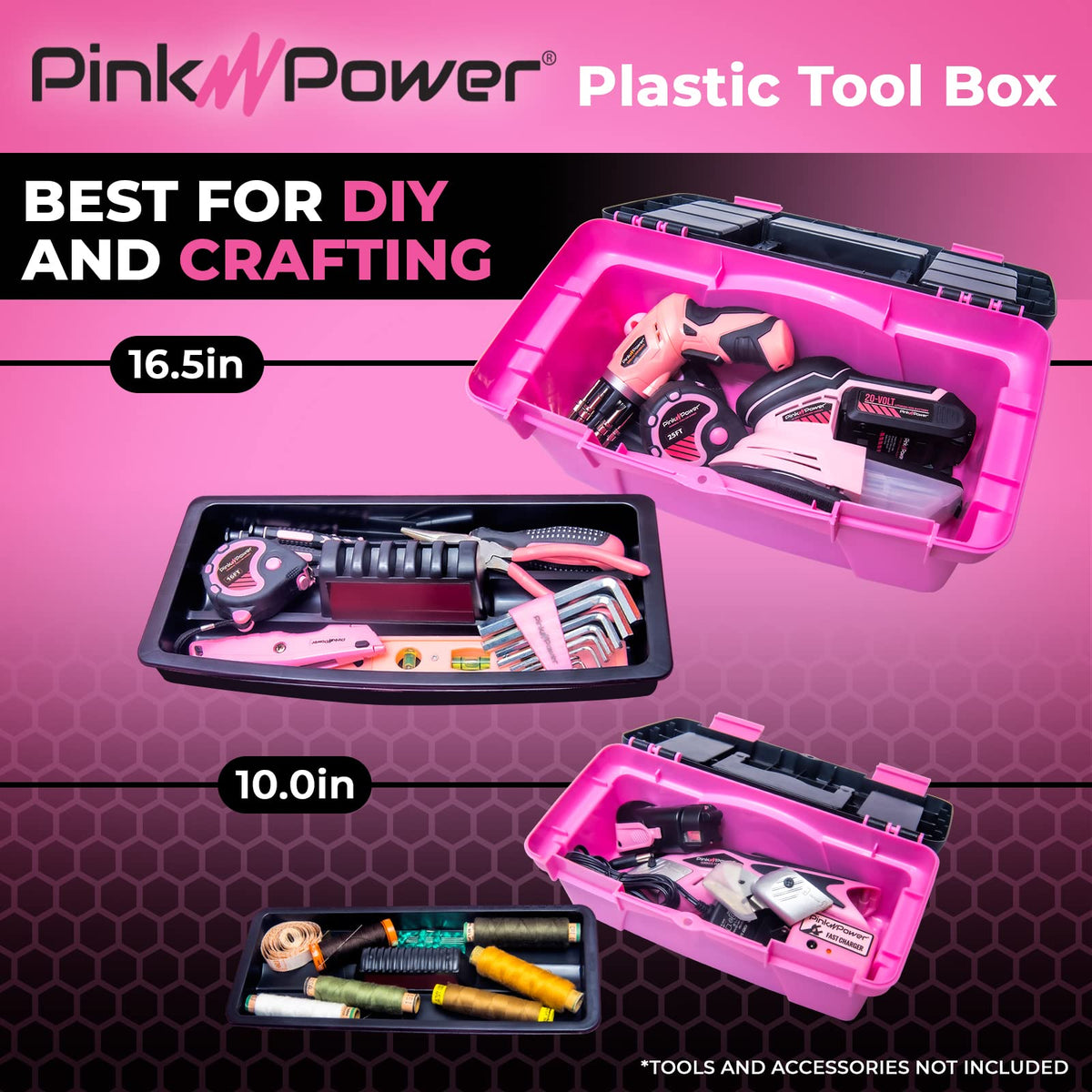 Pink Plastic Tool Box with Handle 2 Pack H9697