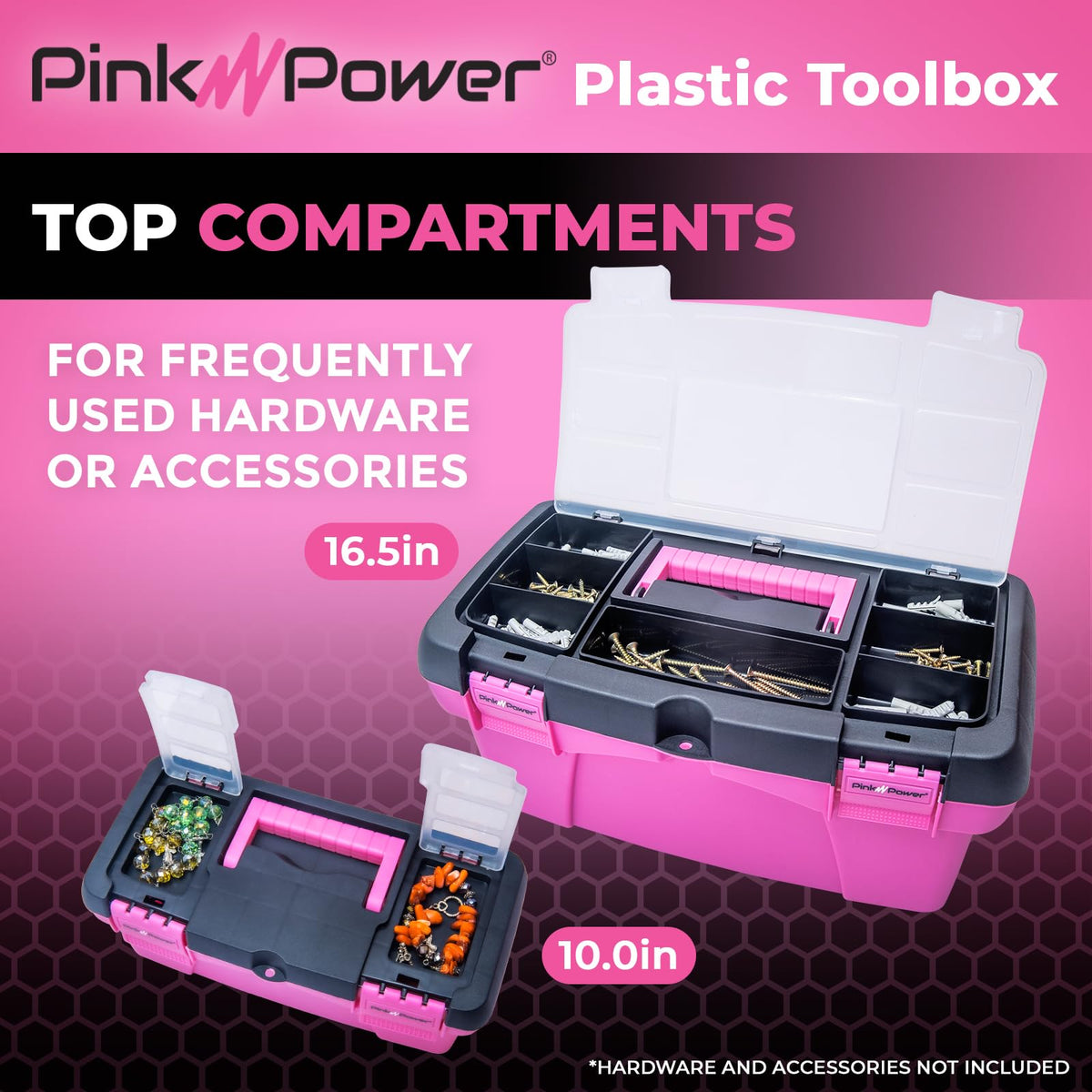Pink Plastic Tool Box with Handle 2 Pack H9697