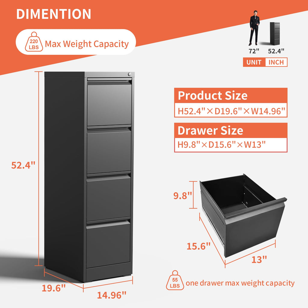 4 Drawer Locking File Cabinet with Wheels G18491