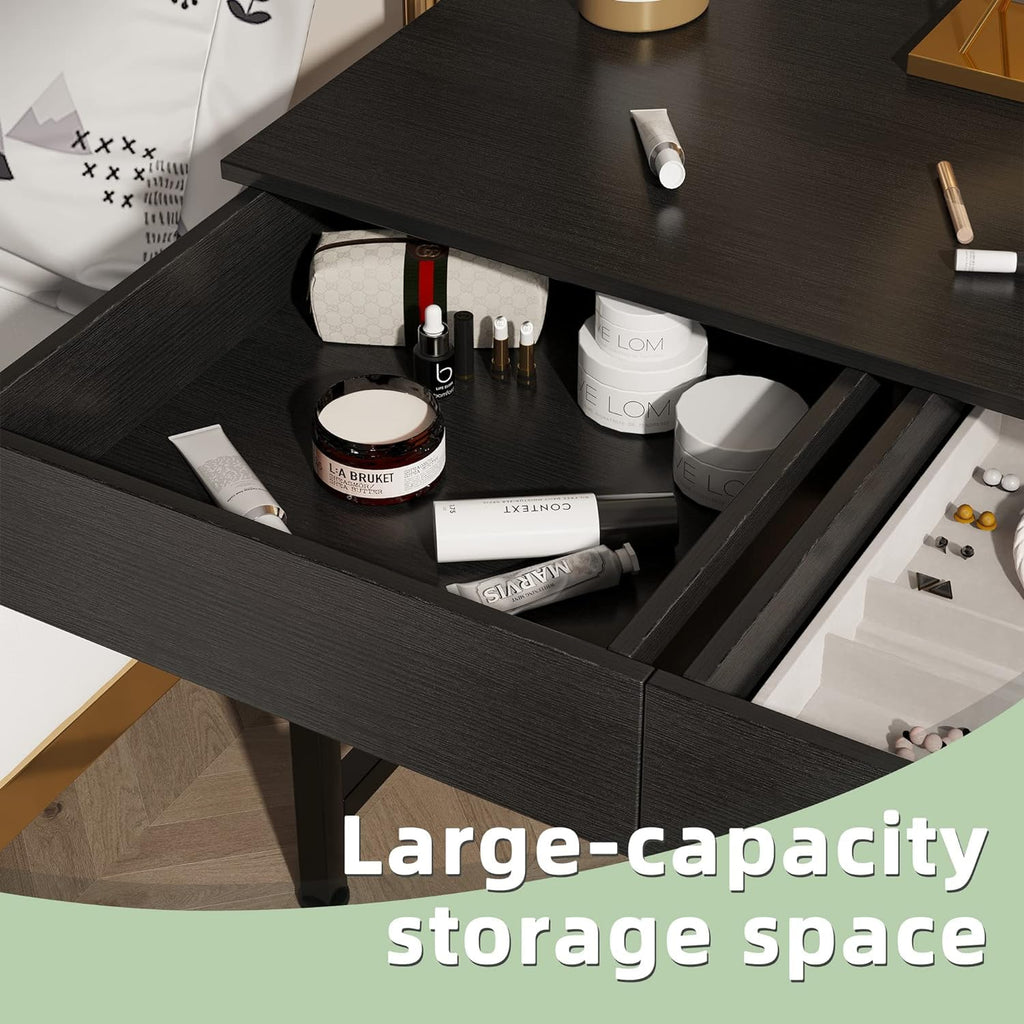 Black Wooden Computer Desk with Drawers W342038