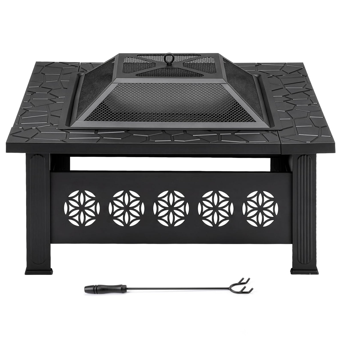 32 Inch Square Wood Burning Fire Pit Table U207859