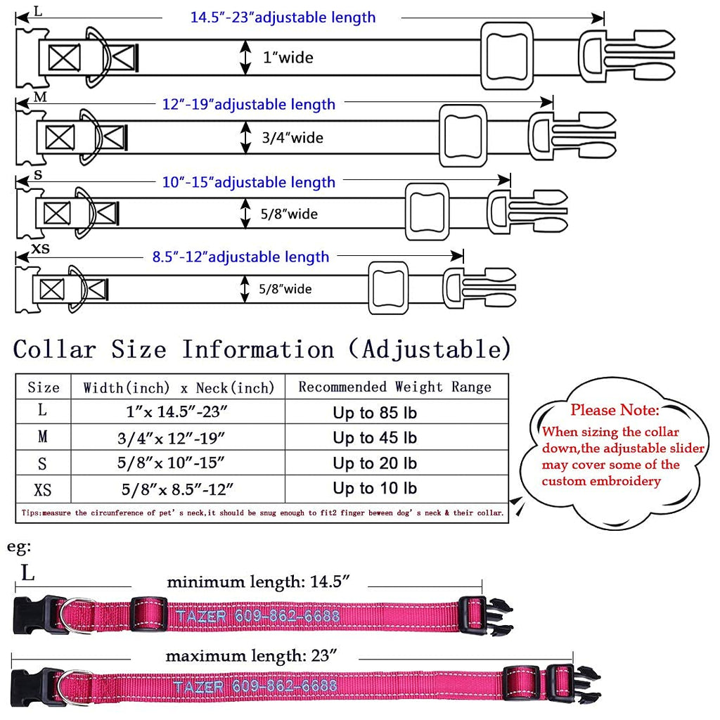 Personalized Dog Collar, 4 Adjustable Sizes Quick Release Buckle and D-Ring F882521