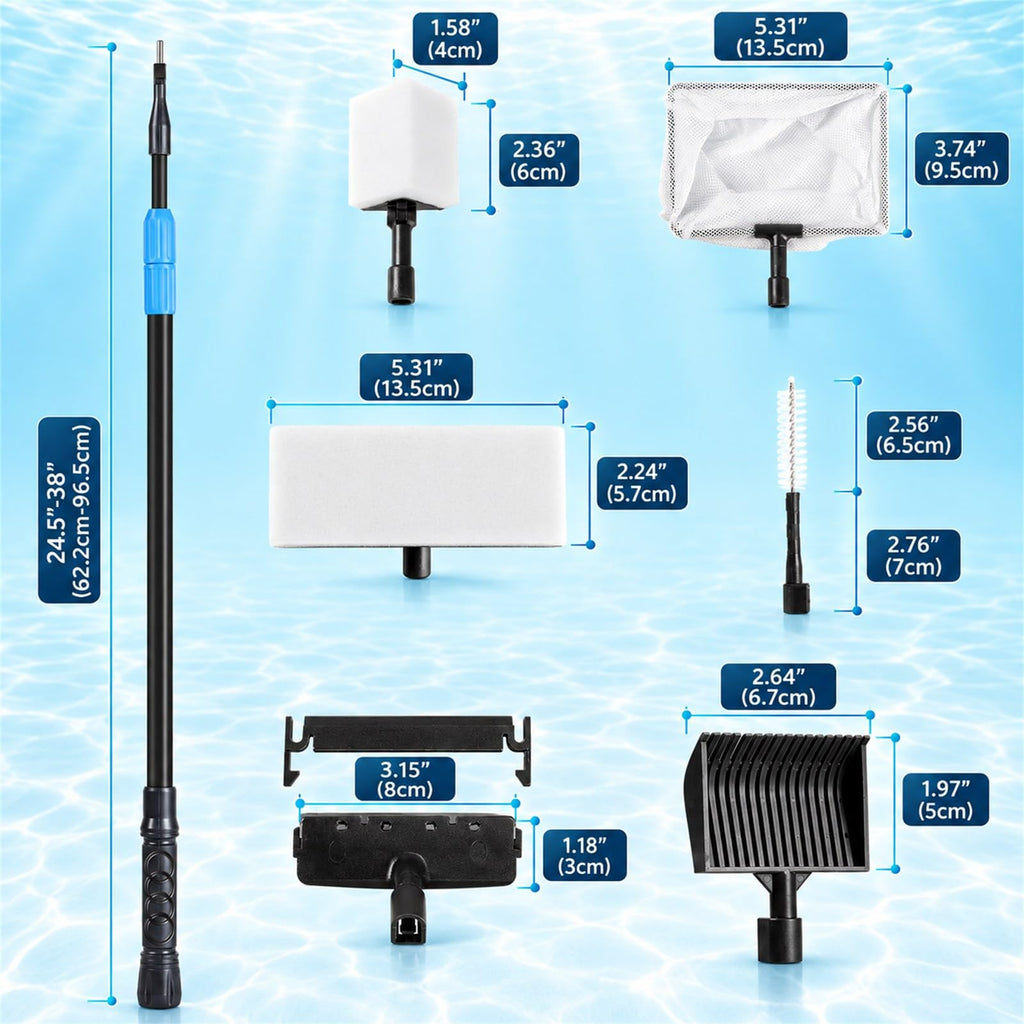 6 in 1 Aquarium Cleaning Tool Kit with Telescopic Long Handle C571