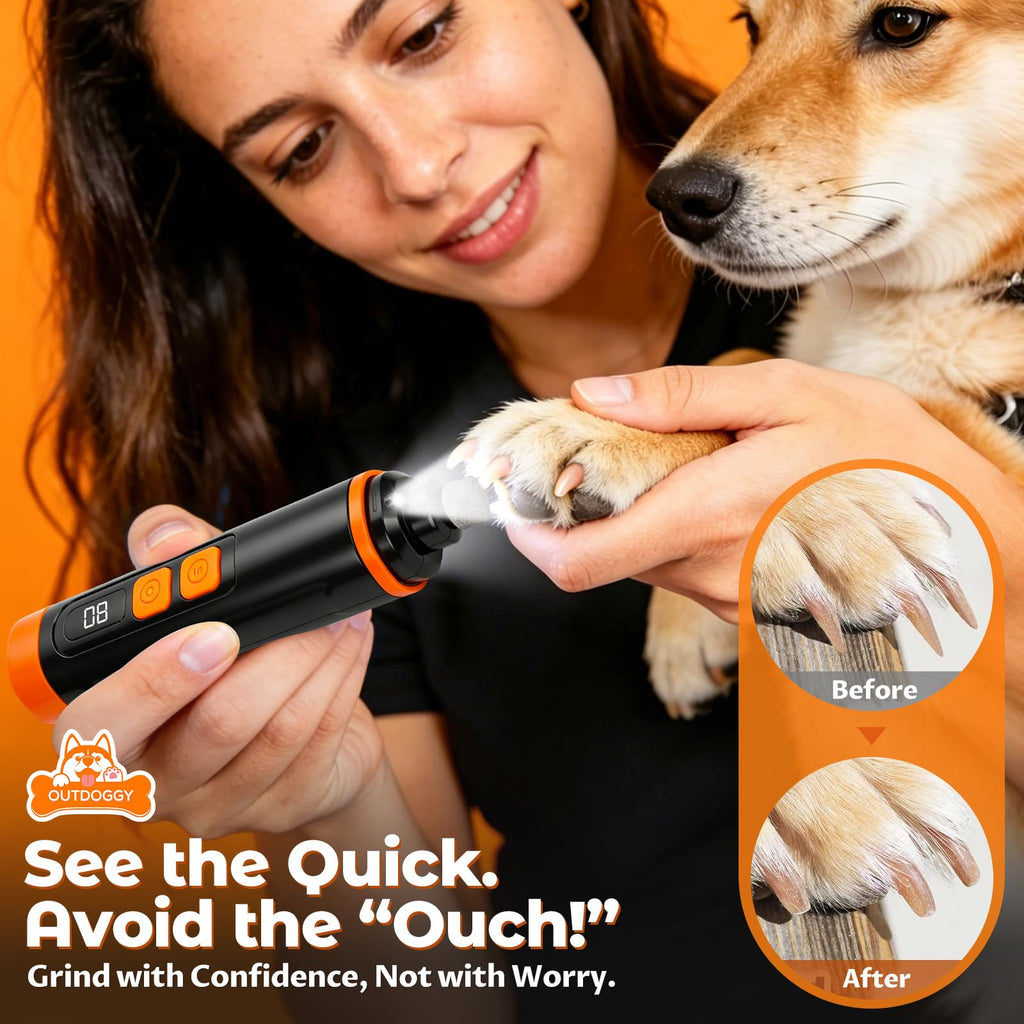 Dog Nail Grinder, Quiet 3-Speed with LED & Safety Guard I4154