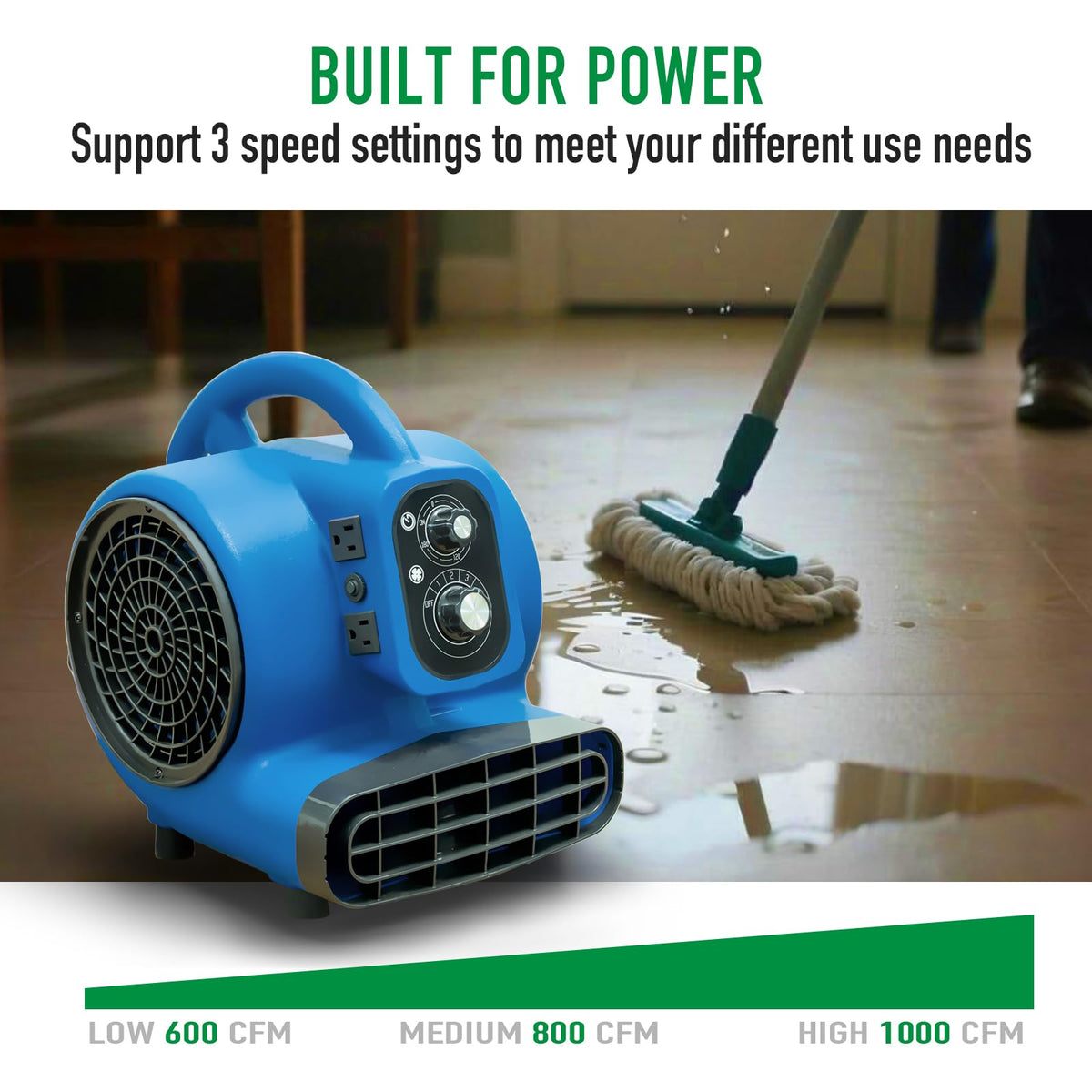 1/4 HP 1000 CFM Portable Floor Blower Fan P635