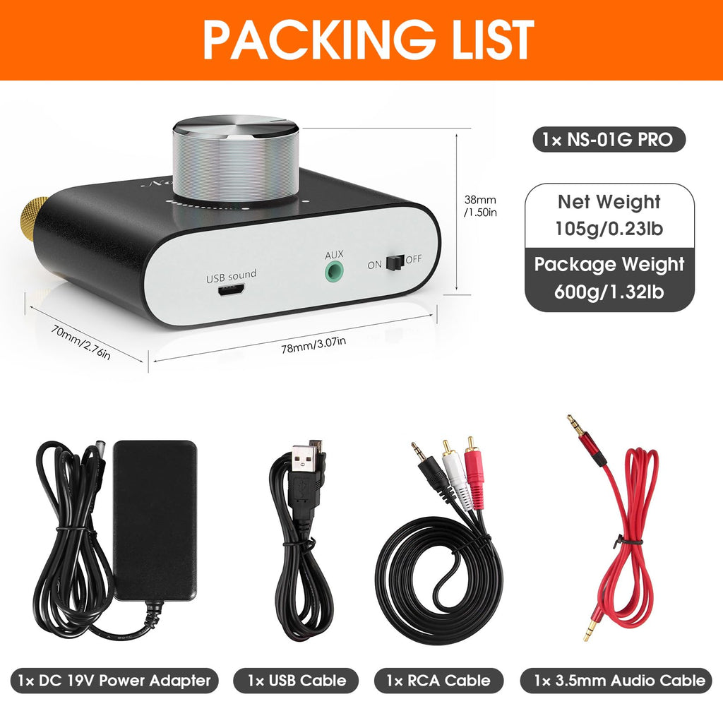 Mini Bluetooth 5.0 Stereo Power Amplifier 50W×2 Black I203344