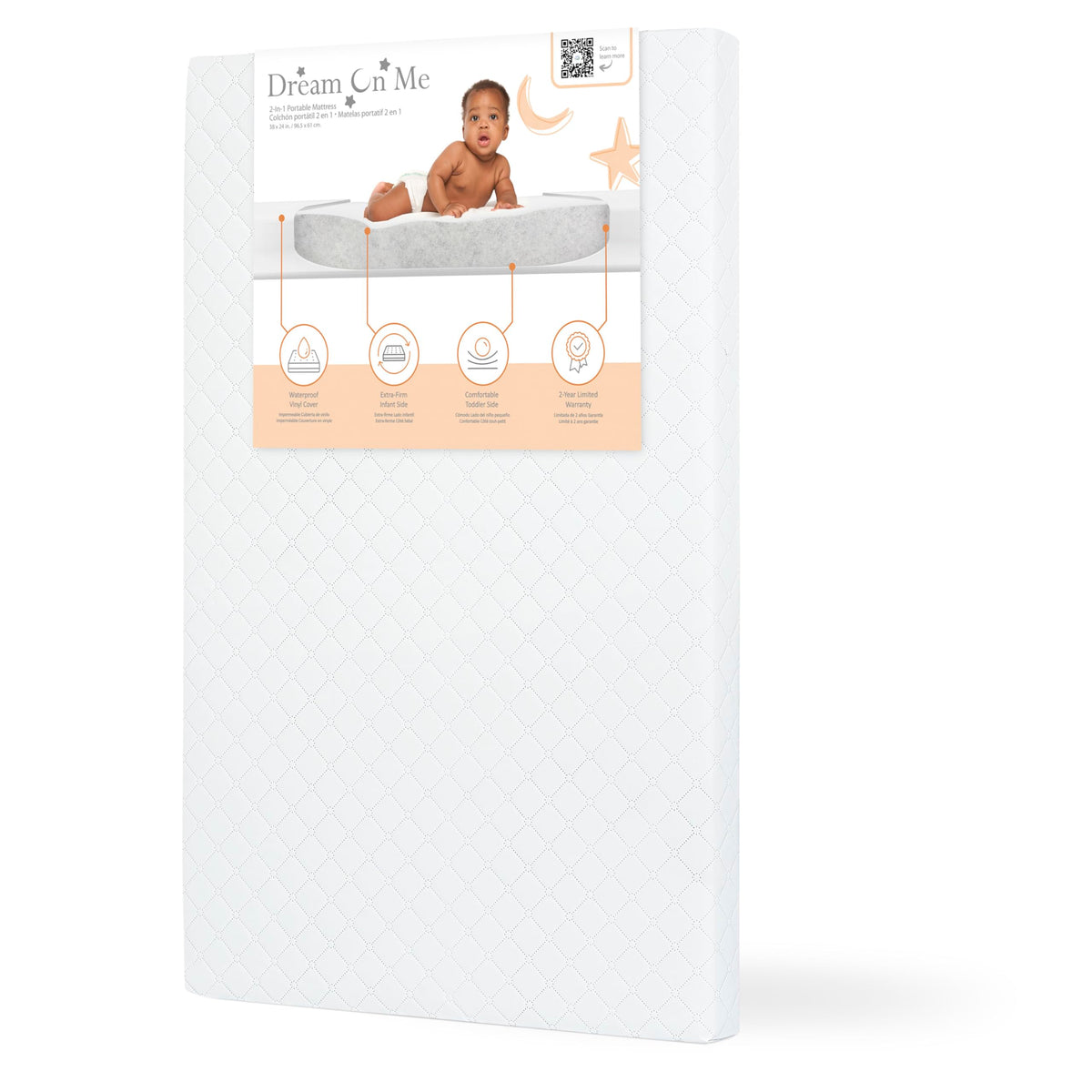 2-in-1 Mini Crib Mattress, Dual-Sided Waterproof G8224