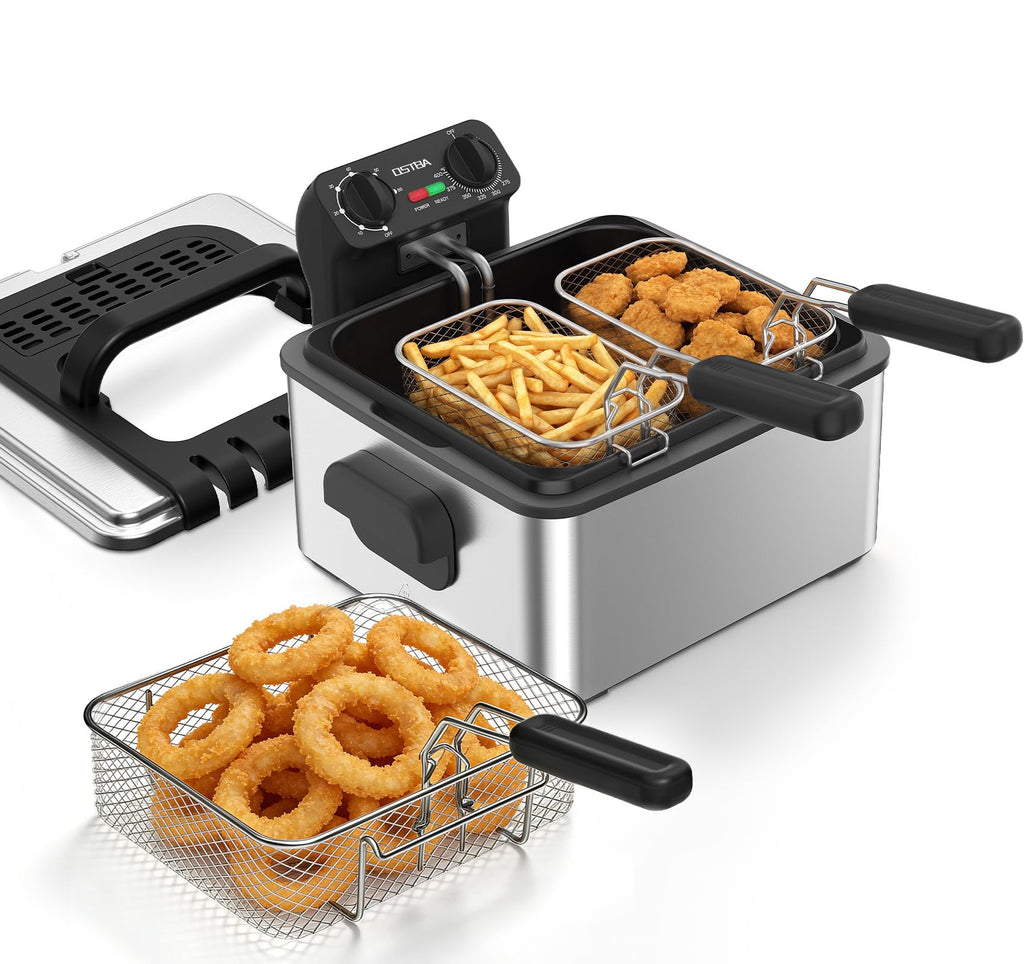 Electric Deep Fryer with 3 Baskets, 4.75QT Stainless Steel B72831