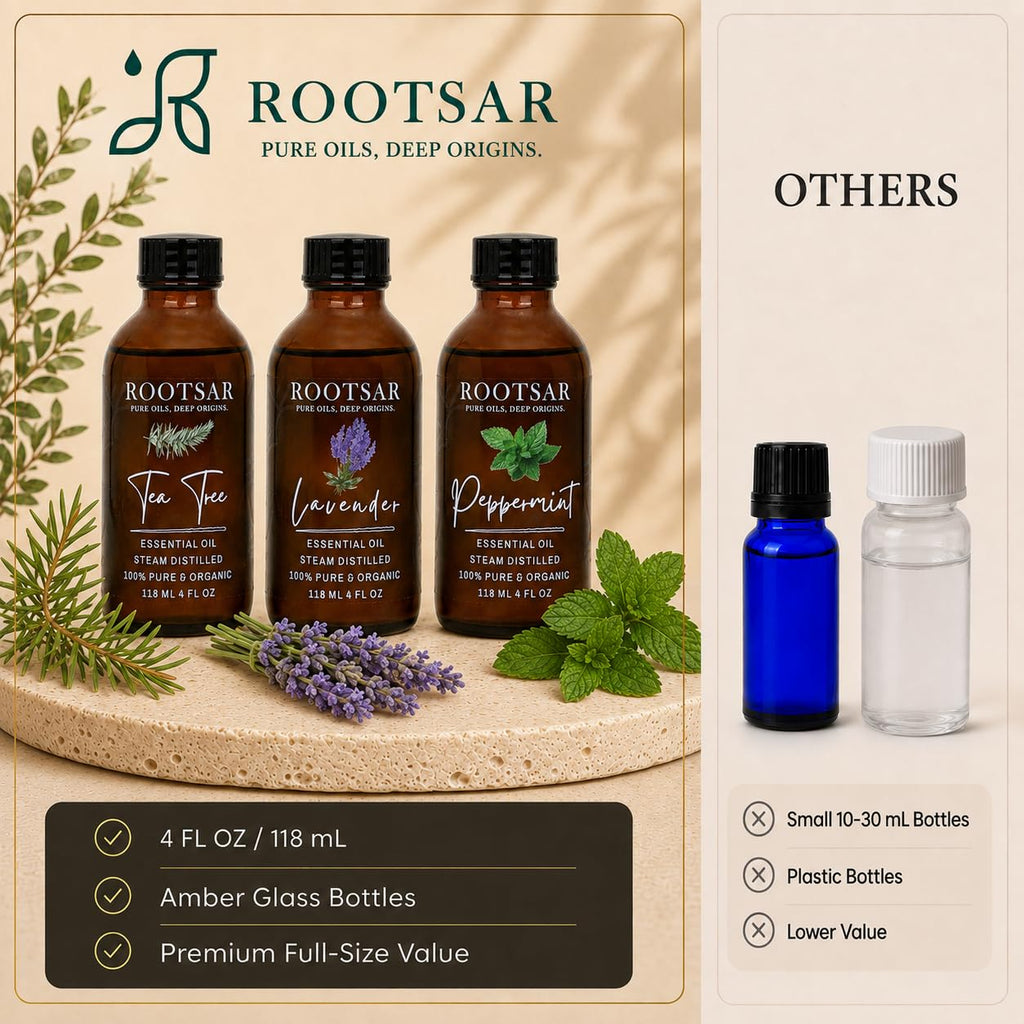 3 Pack Lavender Peppermint Tea Tree Essential Oils 4 Fl Oz I631209