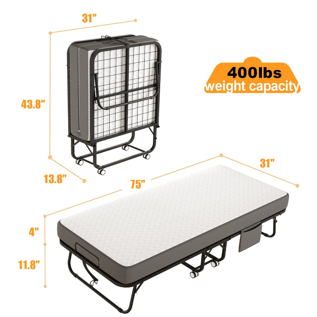 Folding Bed with Memory Foam Mattress K8300