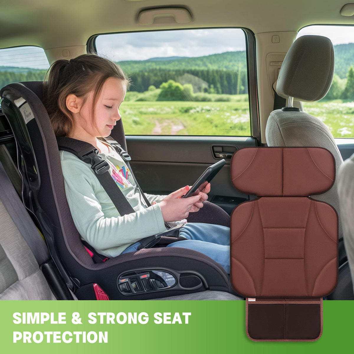 Black Car Seat Protector with 2 Storage Pockets Y604