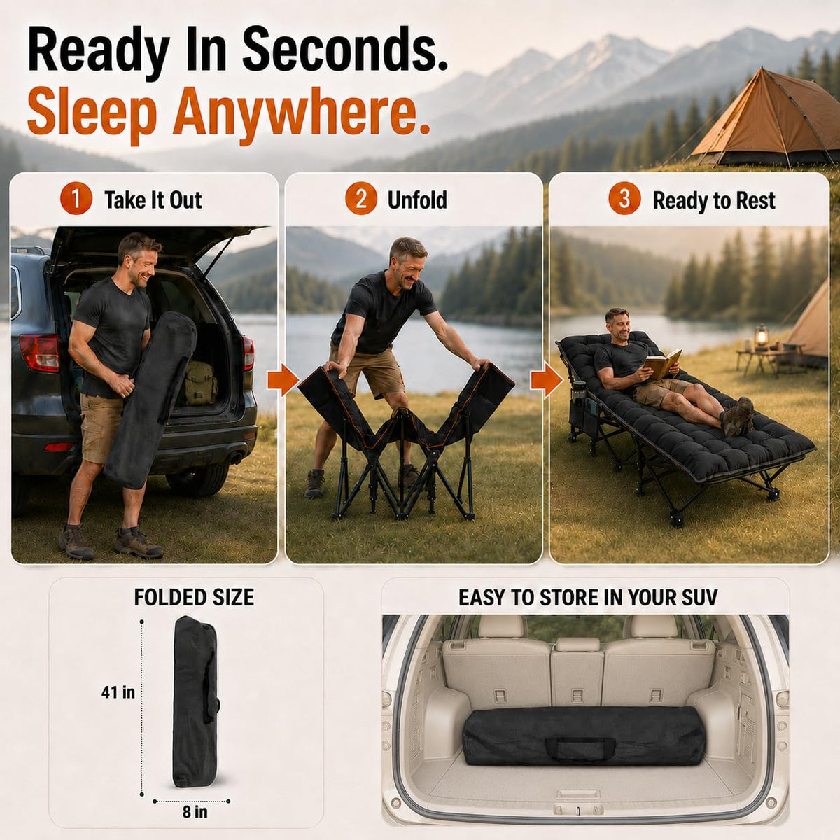 32'' XXL Oversized Camping Cot Y38323