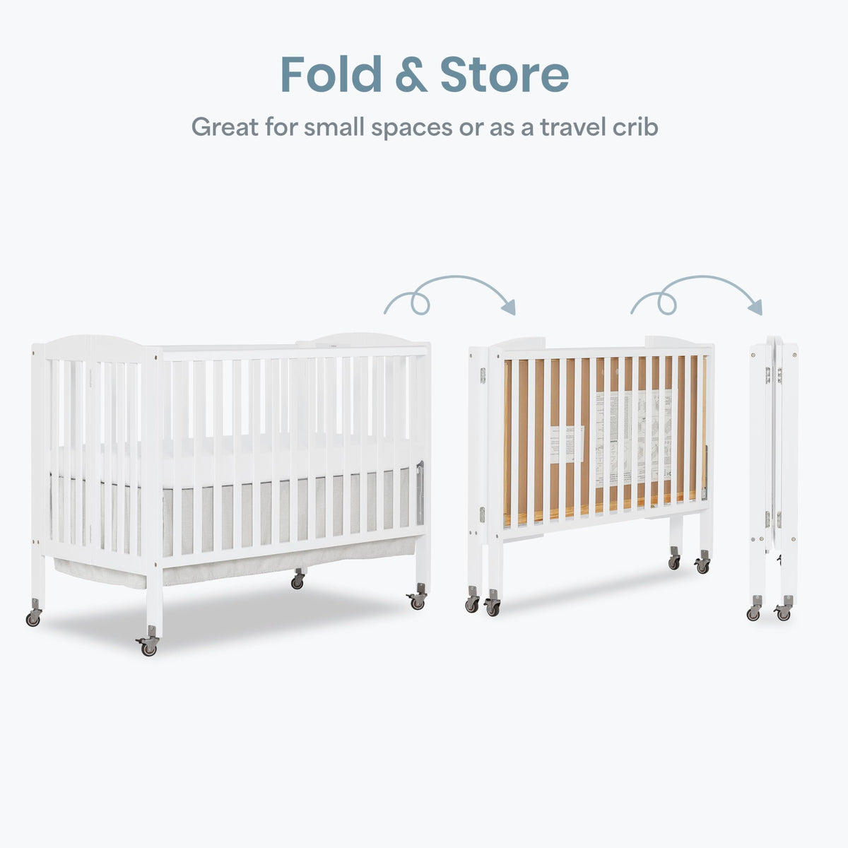 Full Size 2-in-1 Folding Baby Crib White N727537
