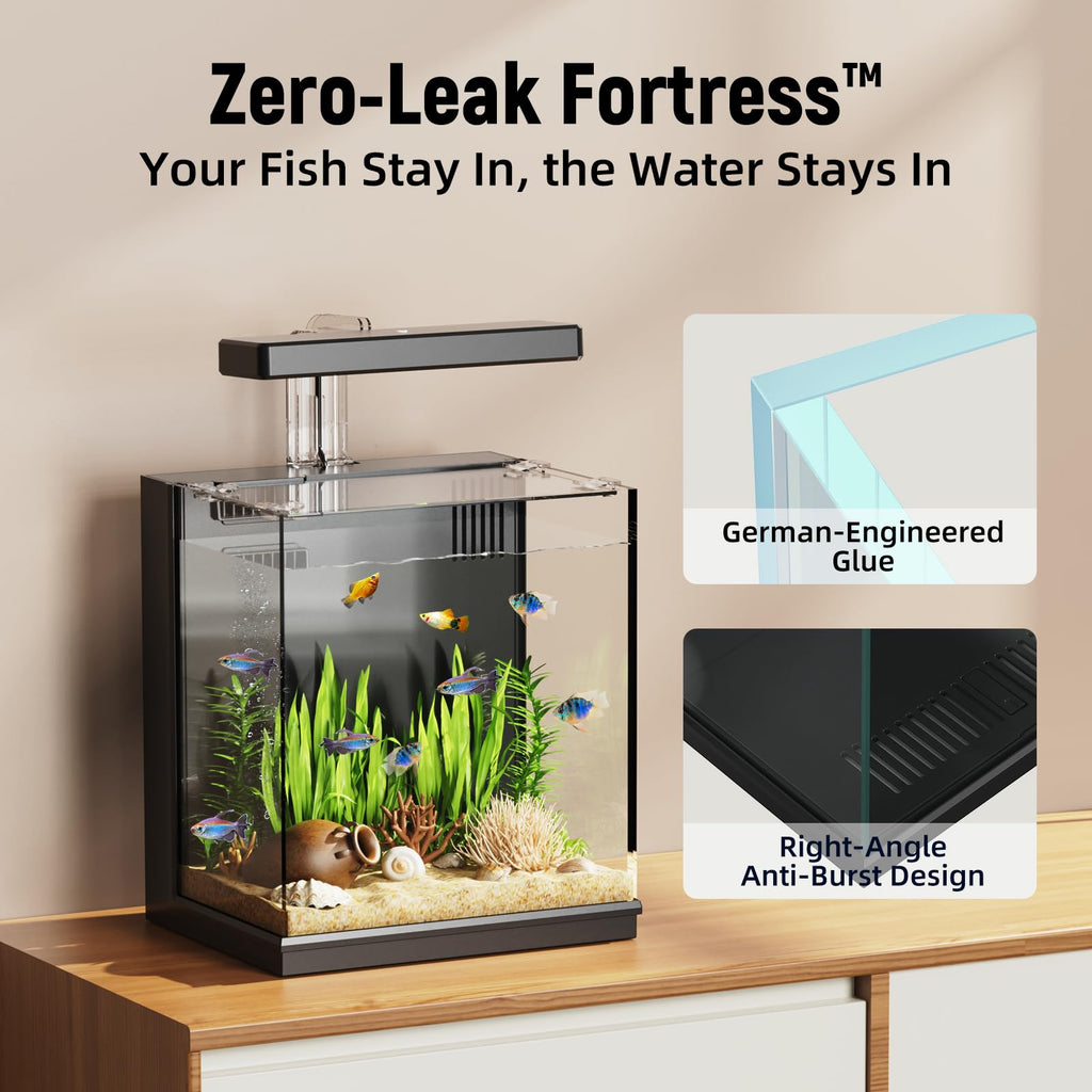 2 Gallon Betta Fish Tank with Filter & Light H507