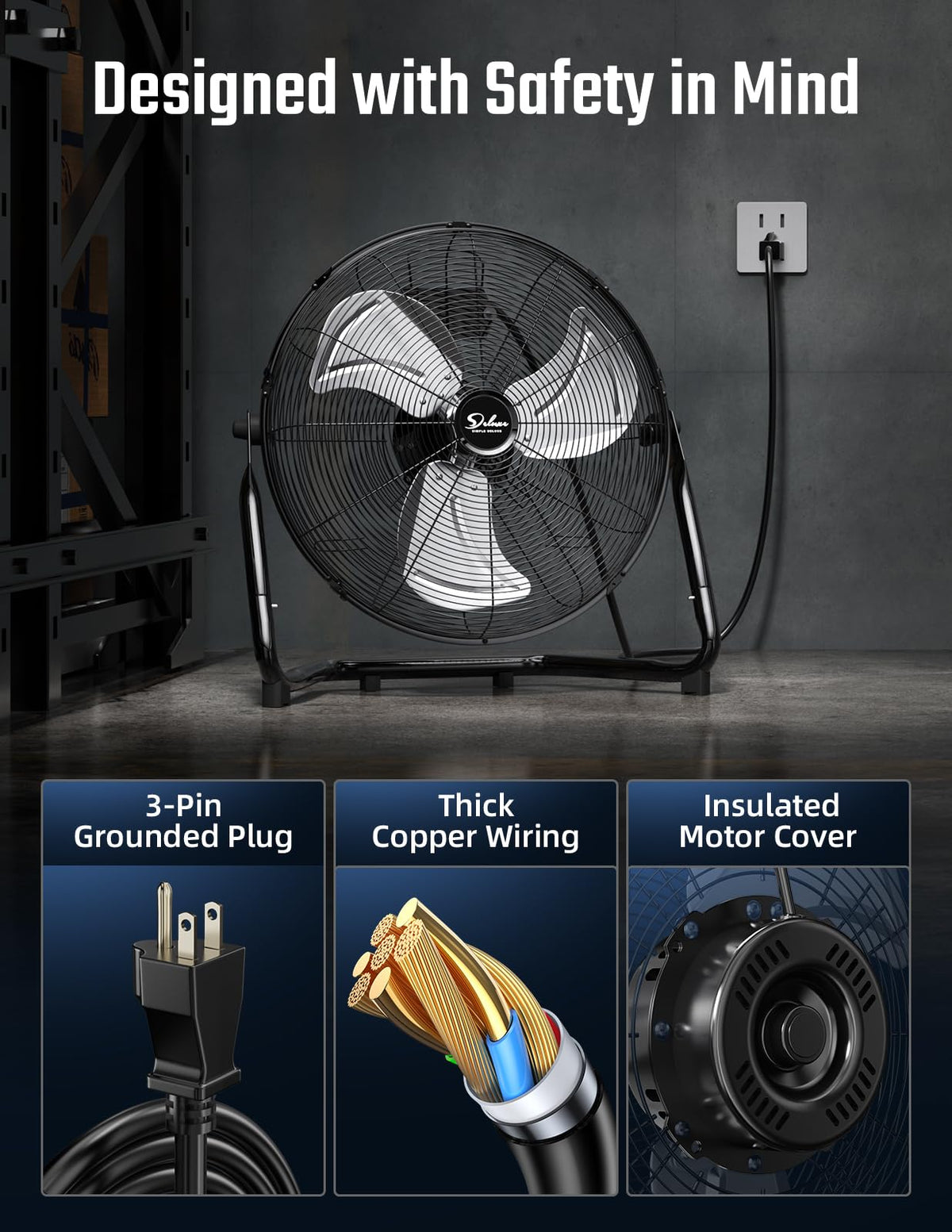 18 Inch 3 Speed Metal Floor Fan U850205