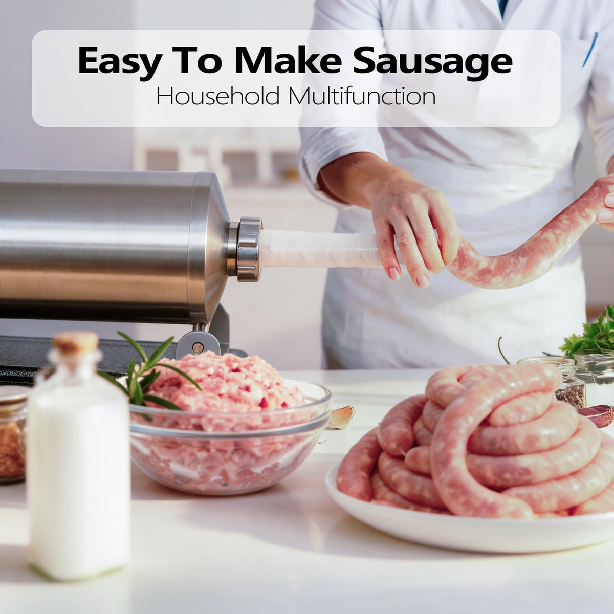2.5LB Steel Sausage Stuffer with 8 Stuffing Tubes G17985
