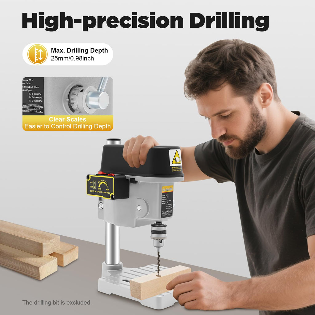 340W 3-Speed Adjustable Bench Drill Press V220