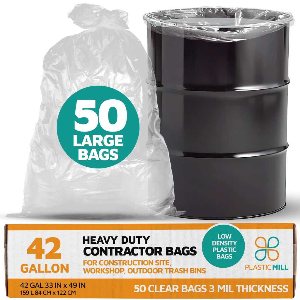 42-Gallon 3 Mil Clear Contractor Bags 50-Count J400
