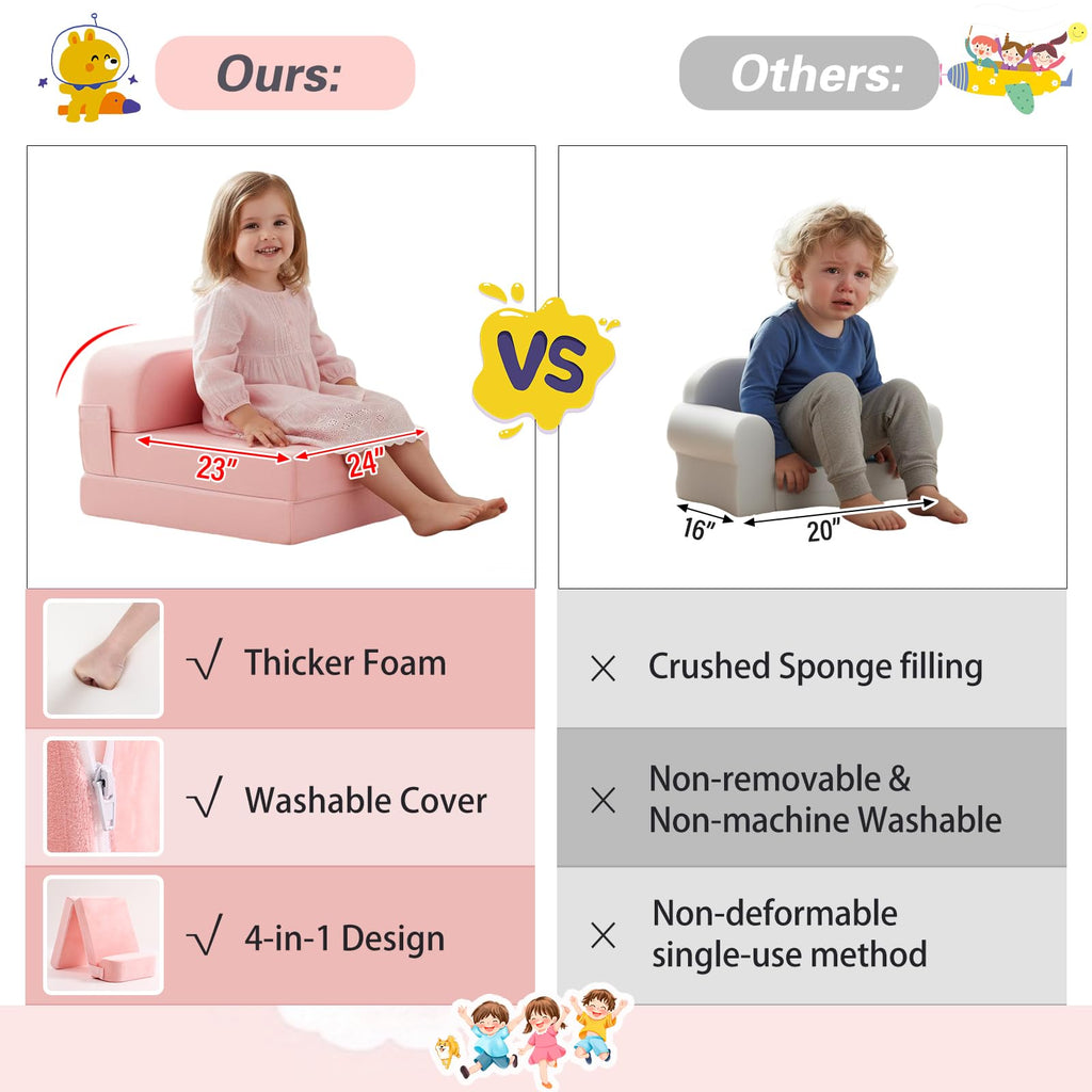 Pink Folding Sofa Bed with Removable Cover O609473