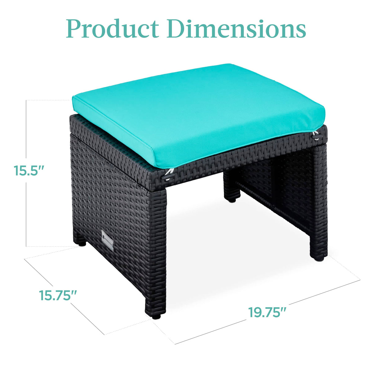 Set of 2 Wicker Ottomans with Removable Cushions V91561