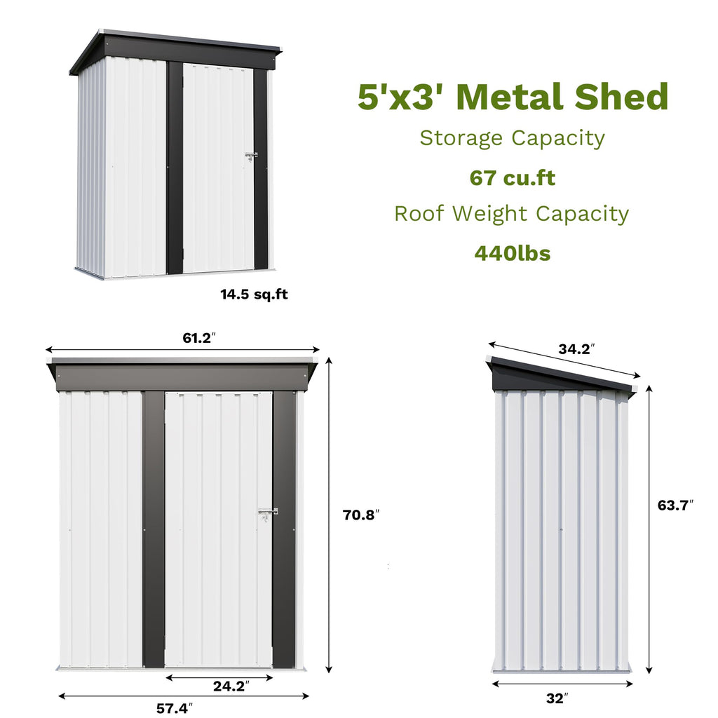 5x3 FT Outdoor Storage Shed E98440