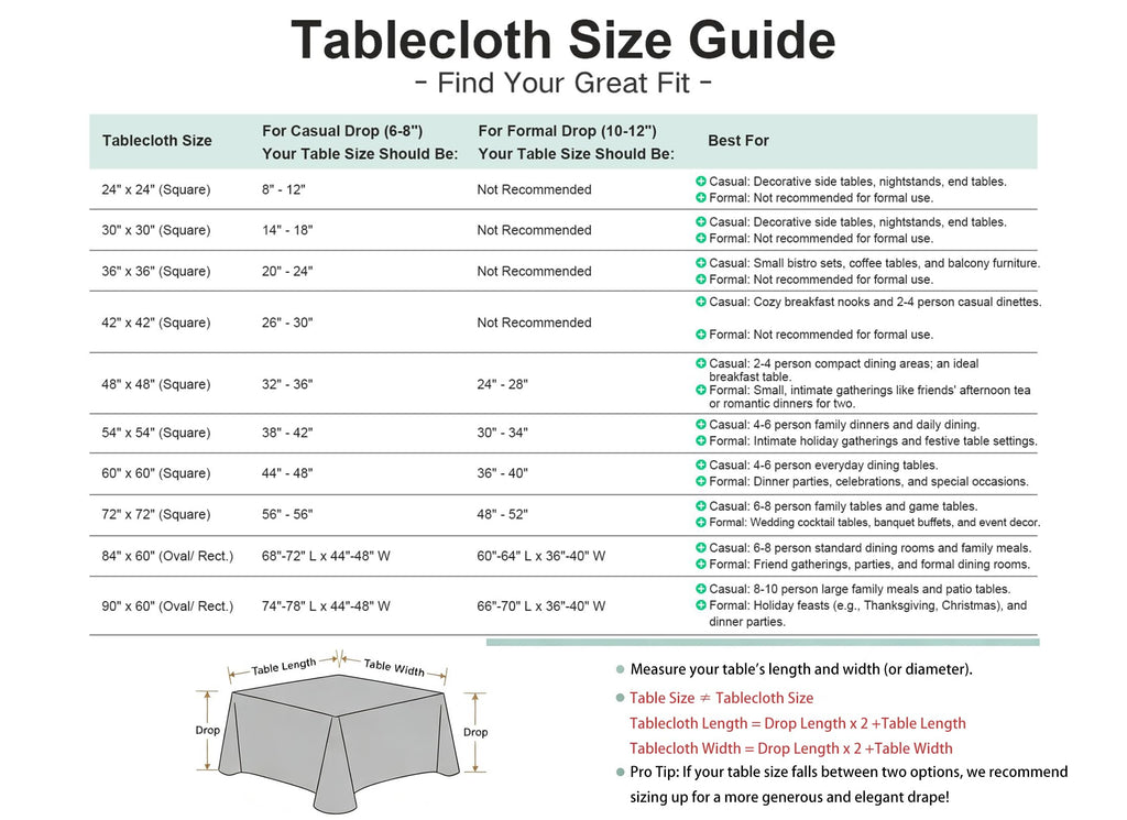 2 Pack 30x30 Inch Washable Tablecloth P2394