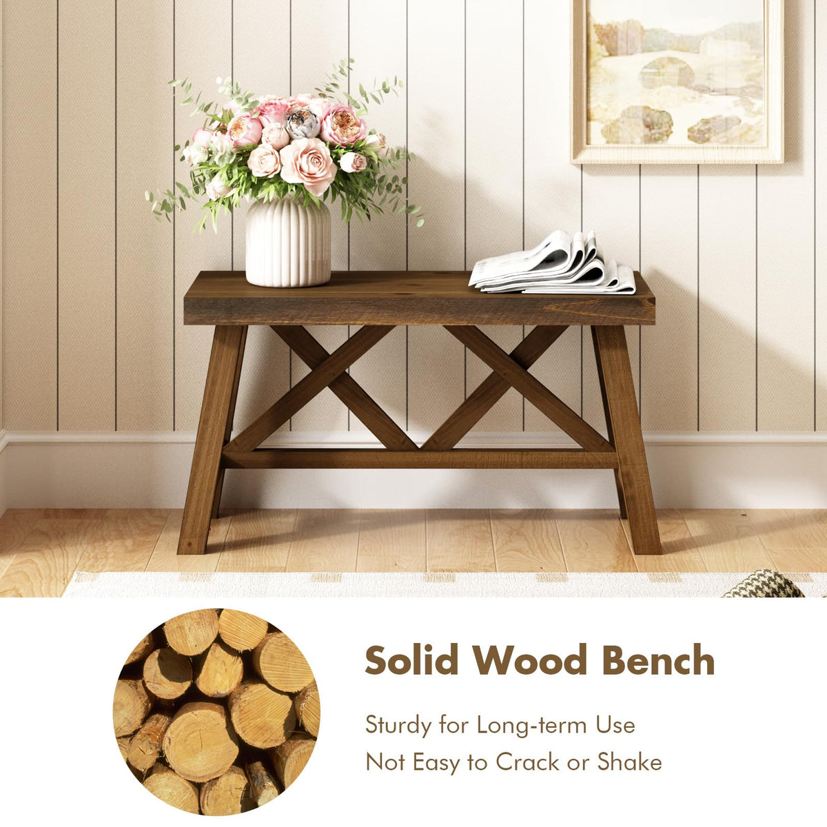 30" Solid Wood Bench O93294