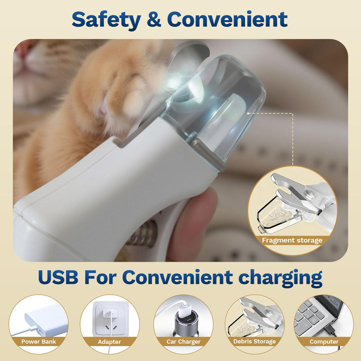 2-in-1 Dog Nail Clippers & Grinder with LED Light S969