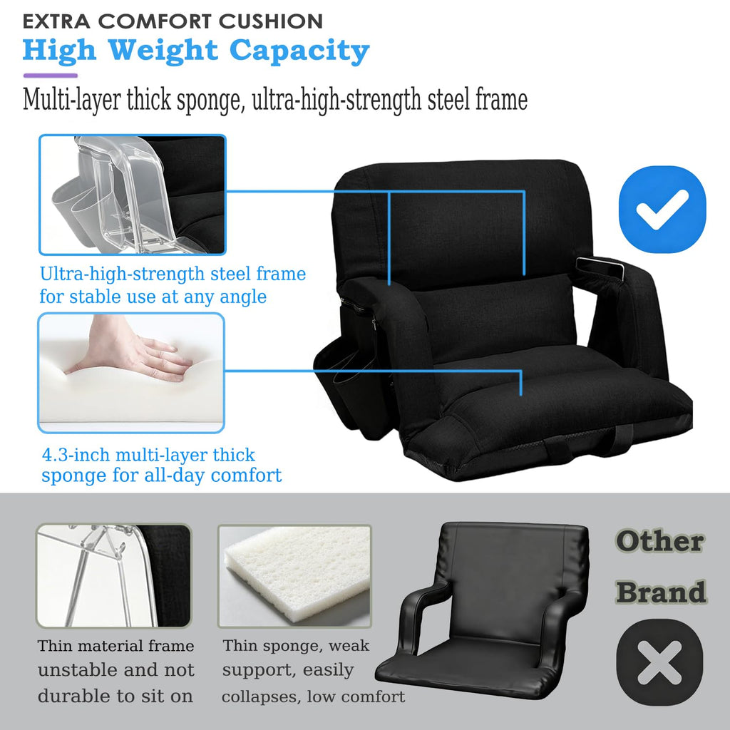 2 Pack Bleacher Seat with Back Support and Armrest G9282