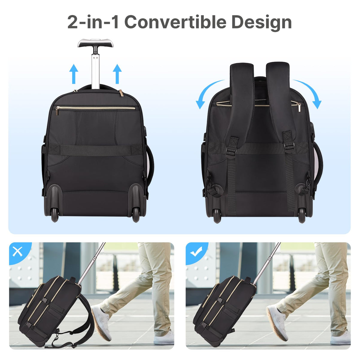 Rolling Backpack with Wheels X390
