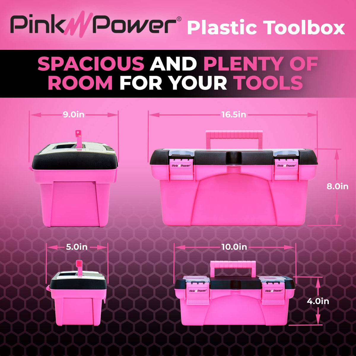 Pink Plastic Tool Box with Handle 2 Pack H9697