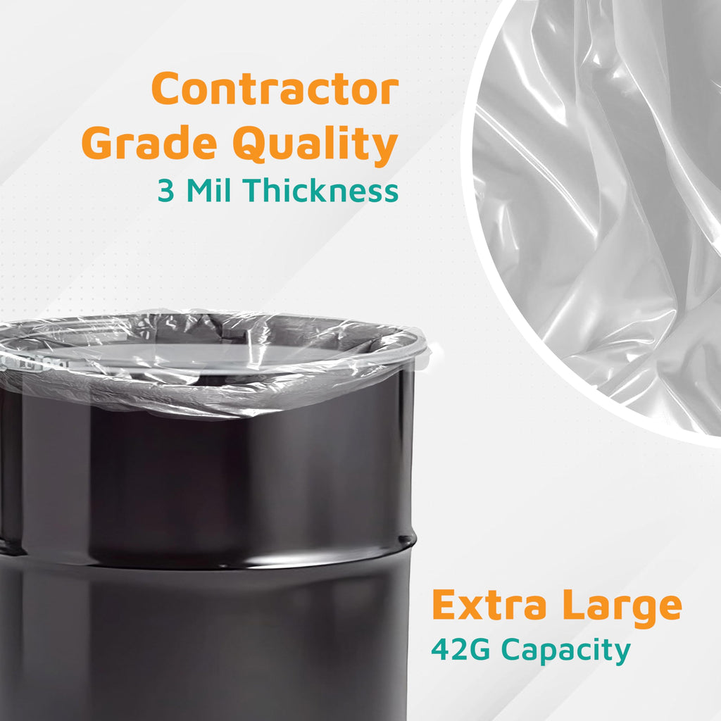 42-Gallon 3 Mil Clear Contractor Bags 50-Count J400