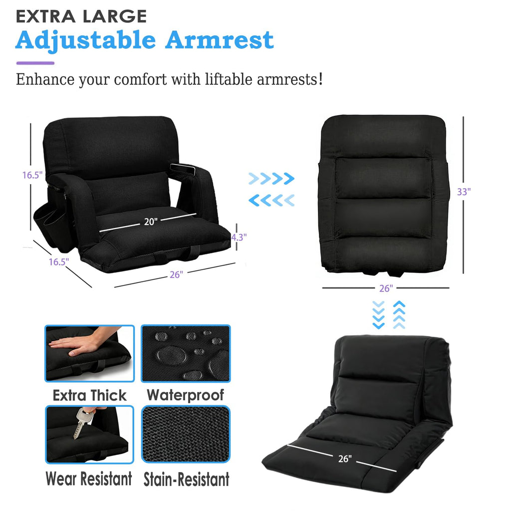 2 Pack Bleacher Seat with Back Support and Armrest G9282