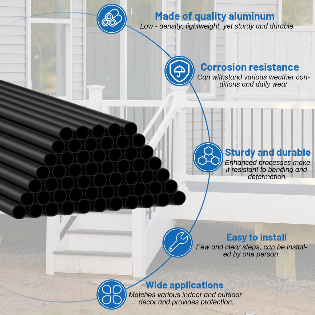 56 Pack 26 inch Black Round Aluminum Balusters K412705