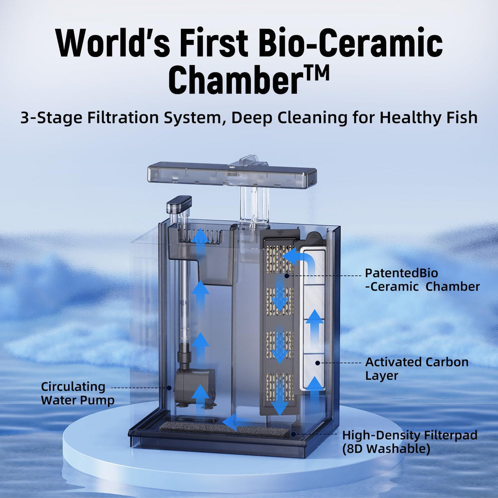 2 Gallon Betta Fish Tank with Filter & Light H507
